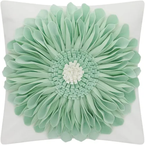 Miniatura 19 de OiseauVoler - Funda de cojín decorativa, hecha a mano, con girasol 3D, para sala de estar, hogar, cama, decoración de 18x18 pulgadas Azul-azul