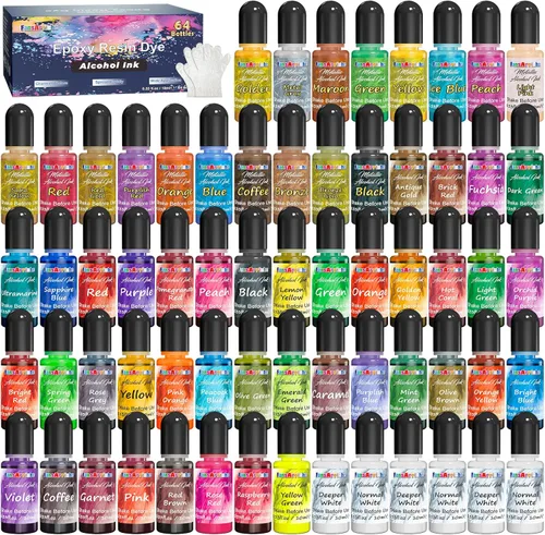Miniatura 8 de FansArriche Tintas de Alcohol para Resina, Juego de 16 Colores de Tinta de Alcohol de Alta Concentración para Resina Epoxy, Tinta de Resina a Base