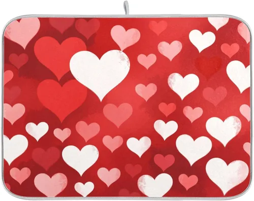 Miniatura 21 de Tapete de secado de platos de 16 x 18 pulgadas para encimera de cocina, hojas de arce y hojas de arce, tapete de microfibra reversible para secar