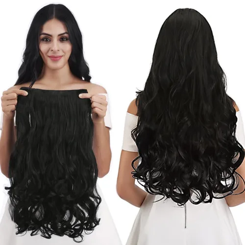 Miniatura 19 de REECHO Extensiones de cabello rubio, extensiones de una pieza con clip de 20" para mujer, extensiones de cabello sintético suave y natural con ondas