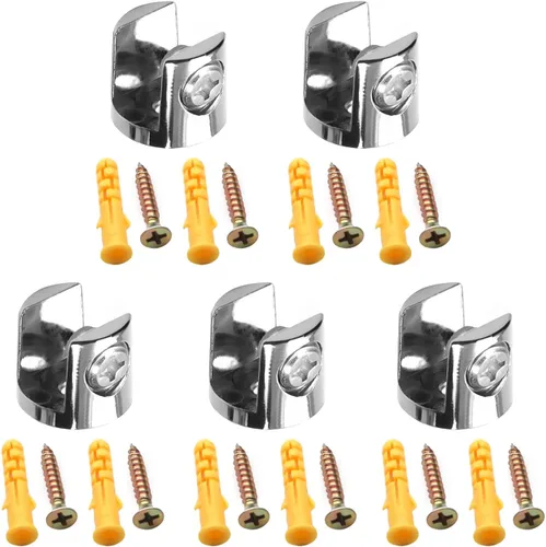 Miniatura 6 de Soporte de estante de vidrio ajustable de aleación de zinc, soporte de clip de abrazadera de gabinete de puerta cilíndrica para 0.315-0.394 in