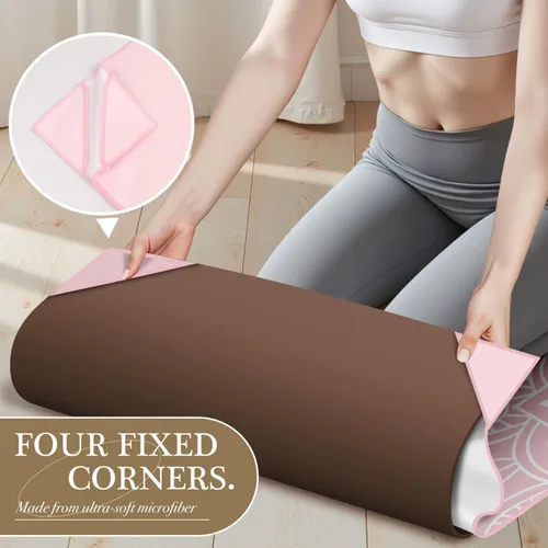 Miniatura 4 de Toalla de yoga con bolsillos en las esquinas, antideslizante, toalla de yoga caliente de 24 x 72 pulgadas para yoga caliente, pilates, fitness
