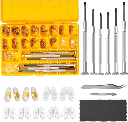 Kit de reparación de lentes magnéticos, kit de reparación de lentes con tornillos para anteojos que incluye almohadillas para la nariz, juego de