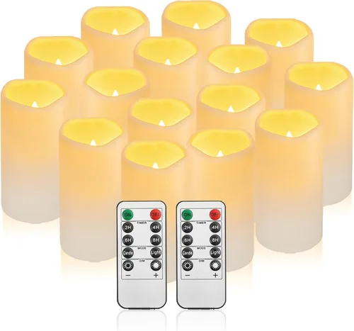 Miniatura 14 de Velas parpadeantes sin llama de 2.2 pulgadas de diámetro x 4 pulgadas de diámetro x 4 pulgadas de alto, 5, 6, 7, 8, 9 pulgadas, juego de 9 velas LED
