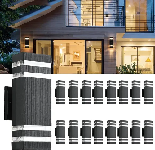 Miniatura 10 de Paquete de 2 luces LED cuadradas de 12 pulgadas para pared arriba y abajo, 14 W, 4000 K, blanco día, luz de pared blanca para exteriores, cuerpo