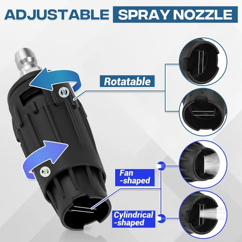 Miniatura 3 de Punta de boquilla ajustable diaria de la lavadora a presión, conexión rápida de 1/4" Patrón de pulverización variable, boquilla de lavado