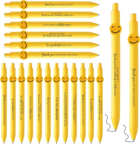 Fuutreo 50 bolígrafos divertidos, regalos de agradecimiento a los empleados, cara sonriente, compañeros de trabajo, citas motivacionales, bolígrafos