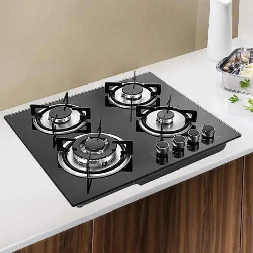 Miniatura 3 de Estufas integradas de 4 quemadores de 23 pulgadas, kit de conversión de placa de gas natural de acero inoxidable, superficie de acero inoxidable