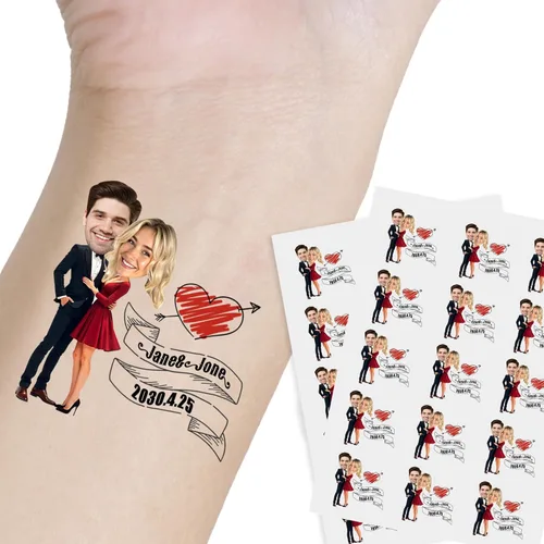Miniatura 13 de Tatuaje personalizado con nombre y cara, tatuaje temporal personalizado para adultos, niños, amados, un amigo o familia, cara con nombre, 2 x 2