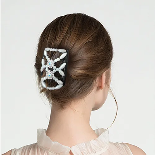 Miniatura 4 de Quacc 2 peines mágicos para el cabello, con cuentas elásticas, pinzas de doble cara, peine para el cabello para mujeres y niñas, accesorios