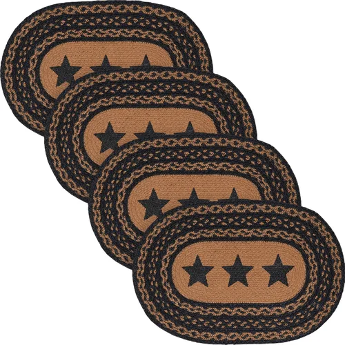 Miniatura 17 de VHC Brands Farmhouse Star - Mantel individual para mesa de comedor, yute trenzado, ovalado, negro tostado, 10 x 16 pulgadas