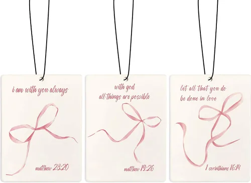 Miniatura 21 de Ambientador de coche Cute Coquette con lazo rosa, ambientador de bola de discoteca Preppy Y2K con tarjeta de acetato de cereza, ambientador colgante