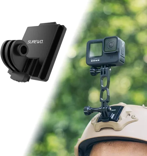 Miniatura 3 de Montura de Aluminio NVG Compatible con GoPro Hero 13/12/11/10/9/8/7/6/5 Negra, Montura NVG de Casco Táctico Compatible con DJI Osmo Action 5