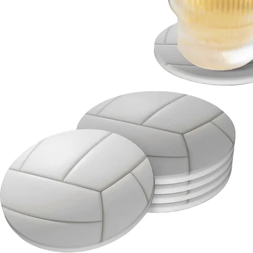 Miniatura 19 de Juego de 4 posavasos de pelota de tenis para bebidas, de cerámica absorbente, para mesa de café, barra de mesa de madera, 4 pulgadas O5