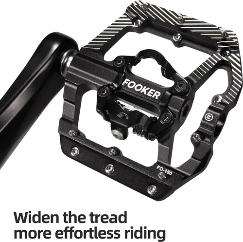 Miniatura 6 de FOOKER Pedales de bicicleta de montaña MTB, plataforma plana de 3 rodamientos, compatible con doble función sellada de aluminio sin clipless pedales