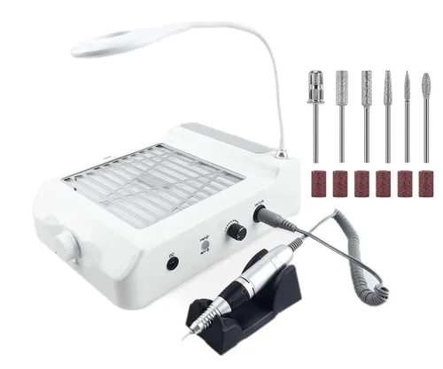 Colector de polvo de uñas, colector de polvo de uñas 4 en 1 para uñas acrílicas, taladro eléctrico de uñas de 35000 rpm, colector de polvo de 80 W