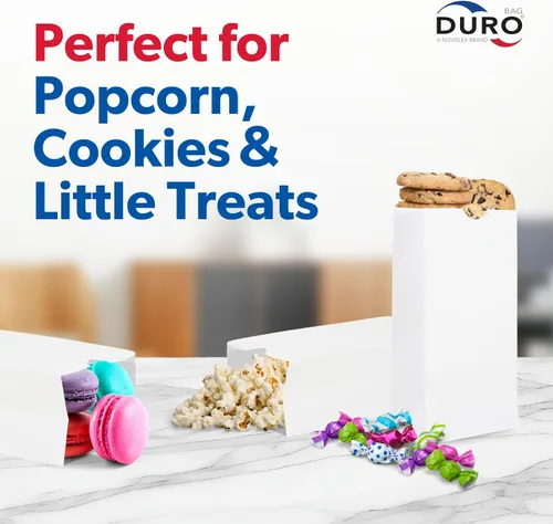Miniatura 4 de Duro 2# Bolsas de palomitas de maíz blancas, 100 unidades, bolsas de papel blanco pequeñas a granel para dulces, galletas, aperitivos y golosinas