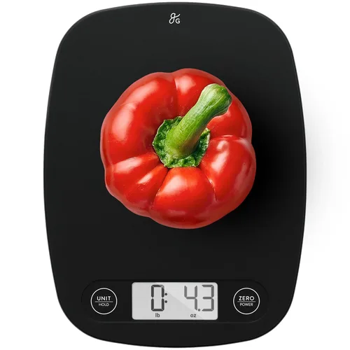 Miniatura 15 de Greater Goods Báscula de alimentos – Báscula digital de cocina, precisión de 1g (0.035 oz), tara fácil y conversión rápida, diseño compacto delgado