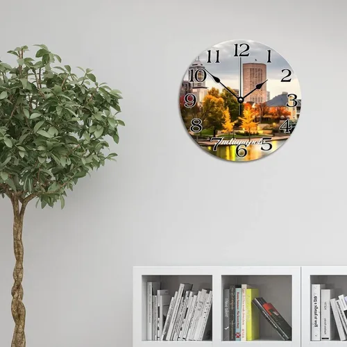 Miniatura 10 de Reloj de paisaje de Indianápolis, Indiana, Estados Unidos, reloj decorativo de viaje, funciona con pilas, 9 pulgadas, silencioso, retro, decoración