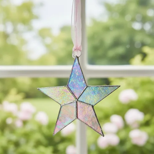 Miniatura 3 de Regalo para bebé niña, estrella iridiscente hecha a mano con mensaje sincero, regalo de bienvenida para bebé niña (rosa)