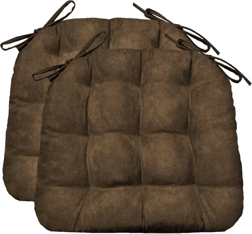 Miniatura 52 de Barnett Almohadilla para silla de comedor con lazos. Gamuza microfibra, microgamuza, reversible, relleno de espuma de látex, se puede lavar a Negro