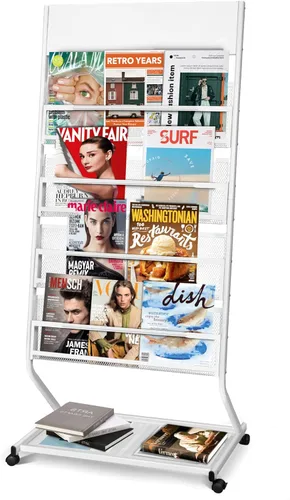 Miniatura 12 de 4-Tier Magazine Stand, 24.8'' Wide Iron Brochure Holder, Metal Newspaper & Literature Display Rack for Office, Waiting Room, Lobby, Classroom &