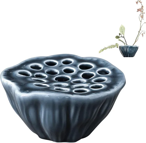 Florero de cerámica en forma de loto, 1 maceta de cerámica con forma de loto, arreglo floral para decoración del hogar y la oficina