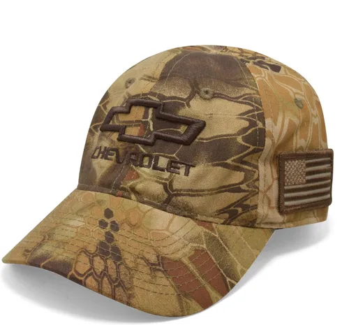 Gorra Chevrolet Bowtie 3D, táctica, de camuflaje con bordado de la bandera de EE. UU., talla única , Negro