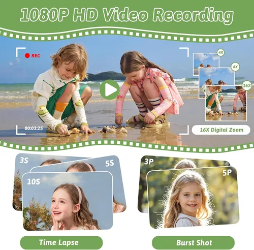 Miniatura 4 de Cámara a color para niños, impresión instantánea, cámara instantánea con papel fotográfico de 4 colores, video HD de 1080P y cámaras digitales