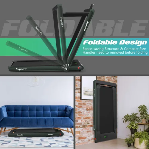Miniatura 9 de GYMAX Caminadora plegable de 2.25 HP con pantalla LED, control remoto e inteligente de aplicaciones, 2 en 1 para debajo del escritorio, caminadora