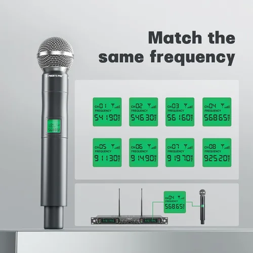 Miniatura 4 de Phenyx Pro Micrófono inalámbrico profesional, micrófono dinámico UHF de 541.9 MHz, micrófono inalámbrico de metal, transmisor de micrófono de mano