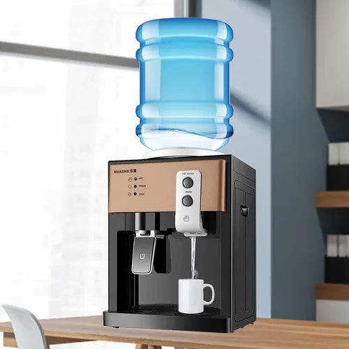 Dispensador de enfriador de agua de carga superior – Dispensador eléctrico de escritorio de agua caliente y fría de 550 W, 3 ajustes de temperatura,