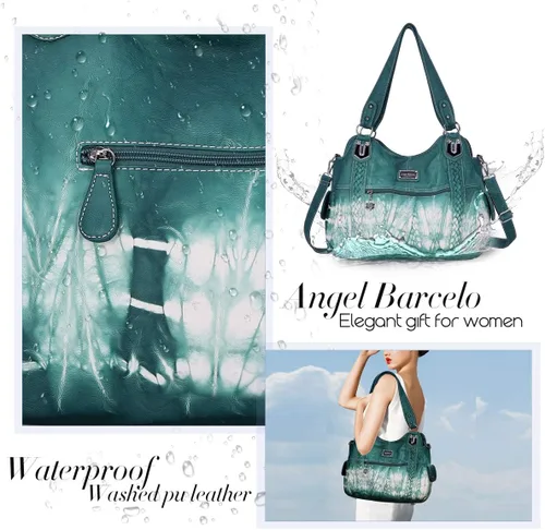 Miniatura 140 de Angel Barcelo - Bolsa de hombro amplia para mujer, diseño Hobo, cuero lavado