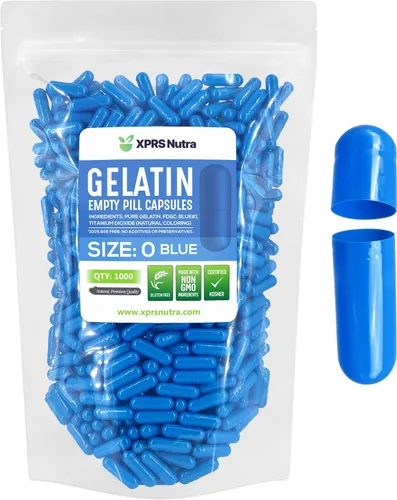 XPRS Nutra Cápsulas vacías de tamaño 0 – Cápsulas de gelatina vacías – 1000 unidades de relleno de cápsulas de bricolaje – Cápsulas de gel de Azul