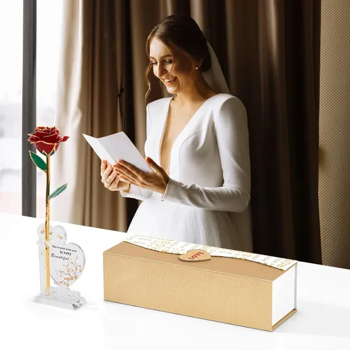 Miniatura 4 de Mikasol Rosa sumergida en oro de 24 quilates preservada para siempre, 1 paquete de flor del infinito decorativa, regalo romántico hecho a mano