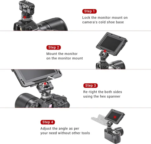 Miniatura 5 de SmallRig Soporte de montaje para monitor de campo con zapata fría y tornillo de 1/4 pulgadas para monitor de 5 pulgadas y 7 pulgadas, con giro