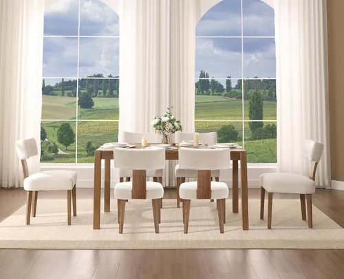 Miniatura 9 de Juego de 2 sillas de comedor de madera negra, modernas sillas tapizadas para comedor y cocina, asiento de lino beige y respaldo medio, silla