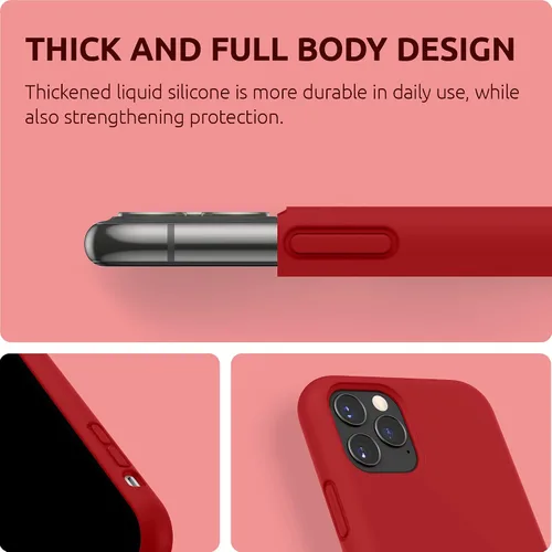 Miniatura 7 de SURPHY Funda compatible con iPhone 11 Pro de 5.8 pulgadas, funda gruesa de silicona líquida (con forro de microfibra) para 11 Pro 2019, color rojo