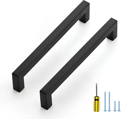 Miniatura 14 de Ravinte Paquete de 5 tiradores cuadrados de gabinete de 2-1/2 pulgadas, manijas negras para gabinetes de cocina, accesorios de cocina negros mate