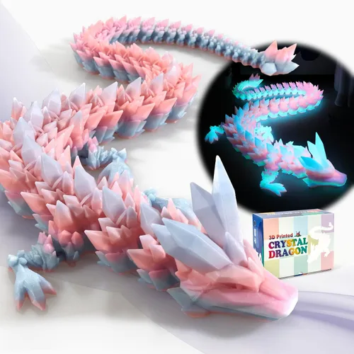 Miniatura 13 de meturebear Dragón Grande Impreso en 3D, Juguetes de Dragón 3D de 30 Pulgadas, Juguetes de Animales de Cristal Fidget Más Grandes, Animales Arcoír