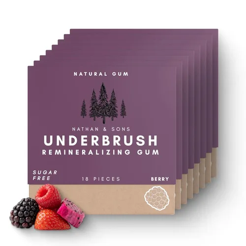Miniatura 7 de UnderBrush Mastic Mint – Goma de mascar remineralizante sin azúcar con xilitol e hidroxiapatita – Apoya el aliento fresco y la salud bucal – Base