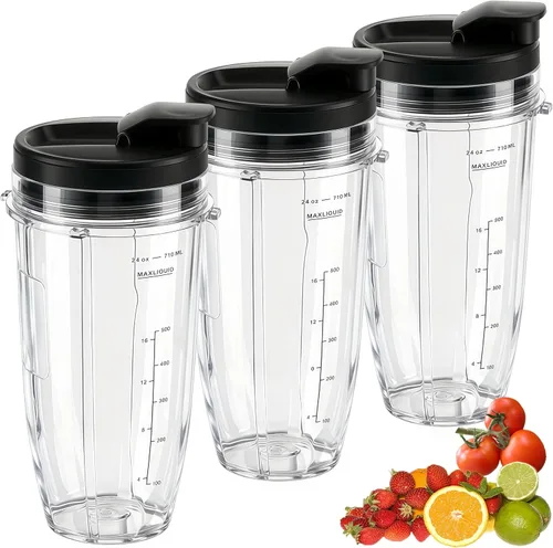 Miniatura 10 de Vaso de repuesto de 32 onzas para licuadora con tapa y sello para Nutri Ninja BL450 BL454 Bl455 BL456 BL480 BL481 BL482 BL490 BL640 BL642 BL682