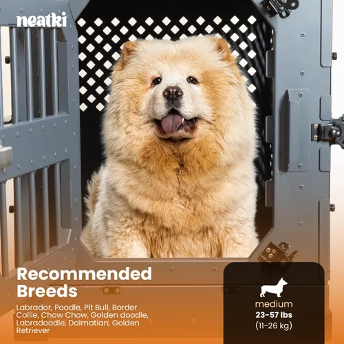 Miniatura 3 de Jaula plegable de 34 pulgadas para perros, de aluminio con recubrimiento en polvo con bloqueo seguro y bandeja extraíble, portátil para uso en Negro