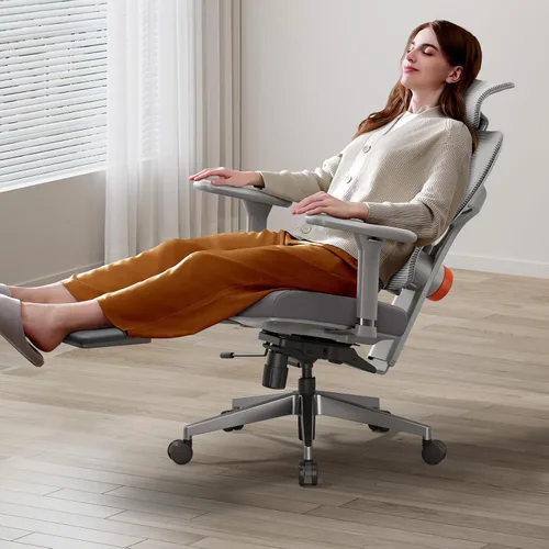 Miniatura 2 de Newtral Silla de oficina ergonómica con soporte lumbar de seguimiento automático, reclinable de 136°, silla de escritorio para computadora con Gris