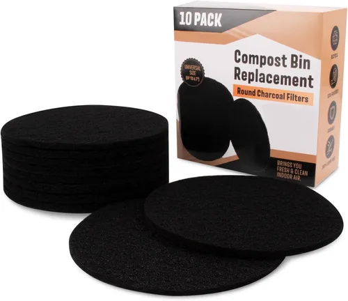 Miniatura 2 de Paquete de 10 filtros de carbón para cubo de abono de cocina, filtros de abono para reemplazo de cubos de contenedores de encimera