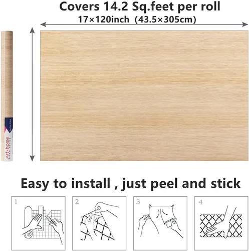 Miniatura 6 de Arthome - Papel de contacto de madera de roble autoadhesivo de 16.5 x 120 pulgadas, película de vinilo decorativa para encimera, armarios, estantes