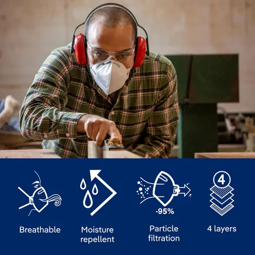 Miniatura 4 de Dräger Máscara respiradora X-plore 1750 C N95 fabricada en los Estados Unidos 20 respiradores aprobados por NIOSH, ajuste universal