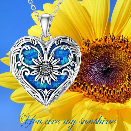 Miniatura 6 de SOULMEET Collar con medallón de ópaloabalónconcha de perlamalaquita en forma de corazón de girasol collar que sostiene fotos foto You are My