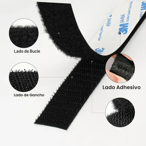 Miniatura 2 de Cinta Autoadhesiva de Gancho y Bucle 3M 3/4" x 20 Pies 9448A Sujetador de Tela de Nailon Entrelazado con Respaldo Adhesivo Cinta de Adhesión de Negro