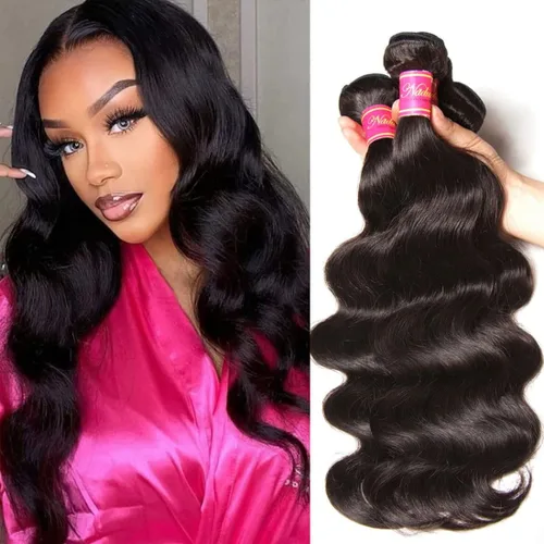Miniatura 2 de Nadula Hair 7a, extensiones de cabello virgen brasileño con ondas, 3 mechones naturales de cabello brasileño con ondas sin procesar